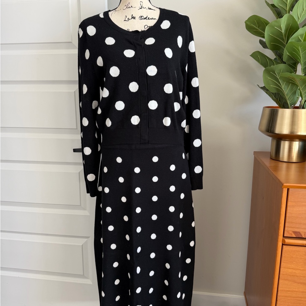 Victor Glemaud x Target Black and White Polka Dot Cardigan and Midi Skirt
